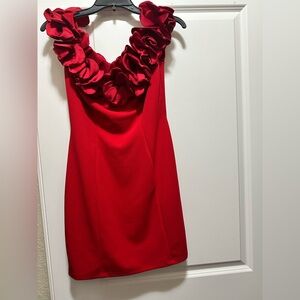 Beautiful red dress and still news